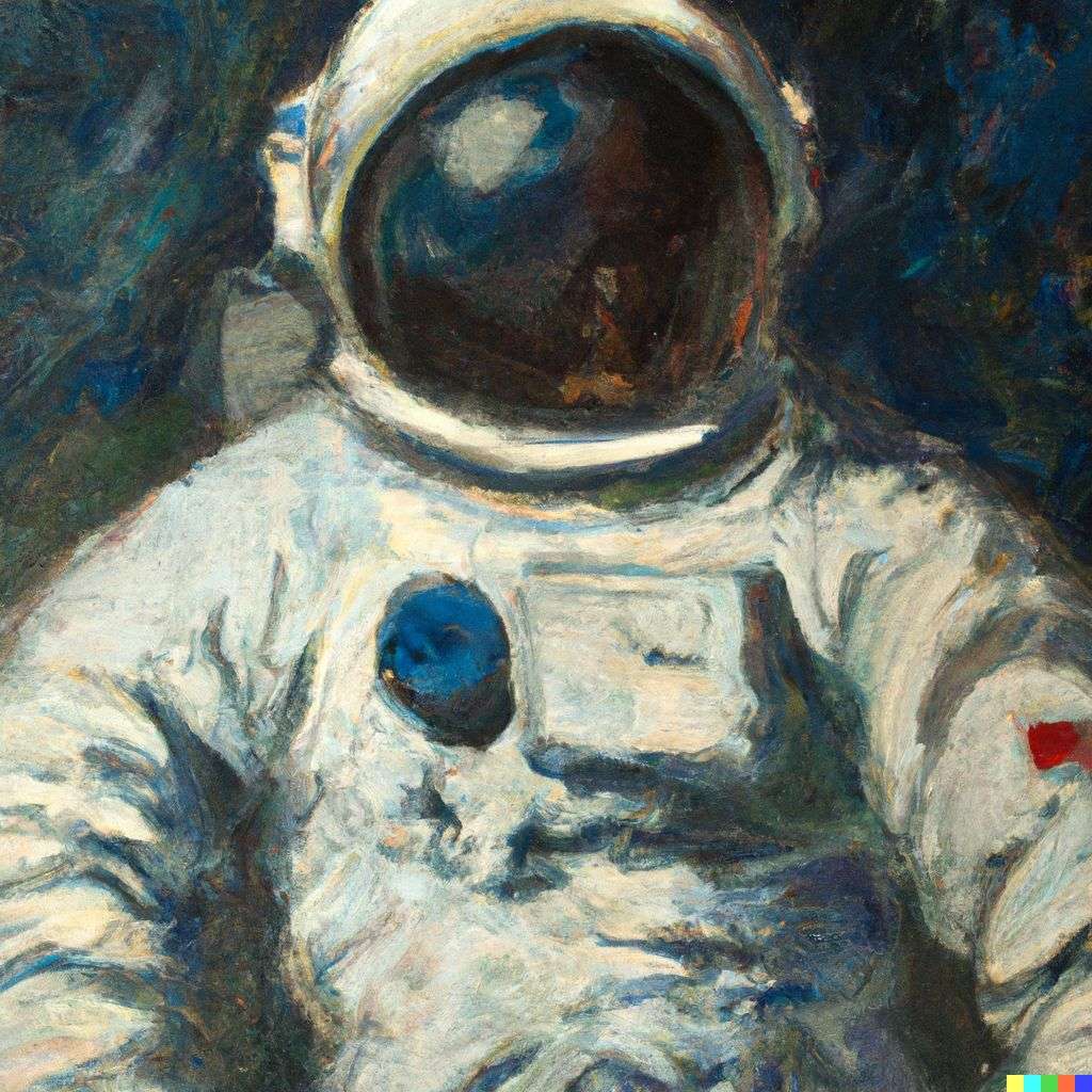 an astronaut, painting by Claude Monet